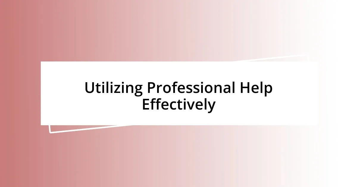 Utilizing Professional Help Effectively