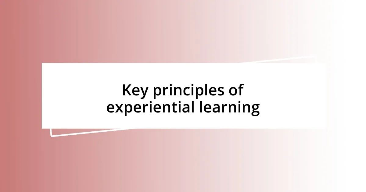 Key principles of experiential learning