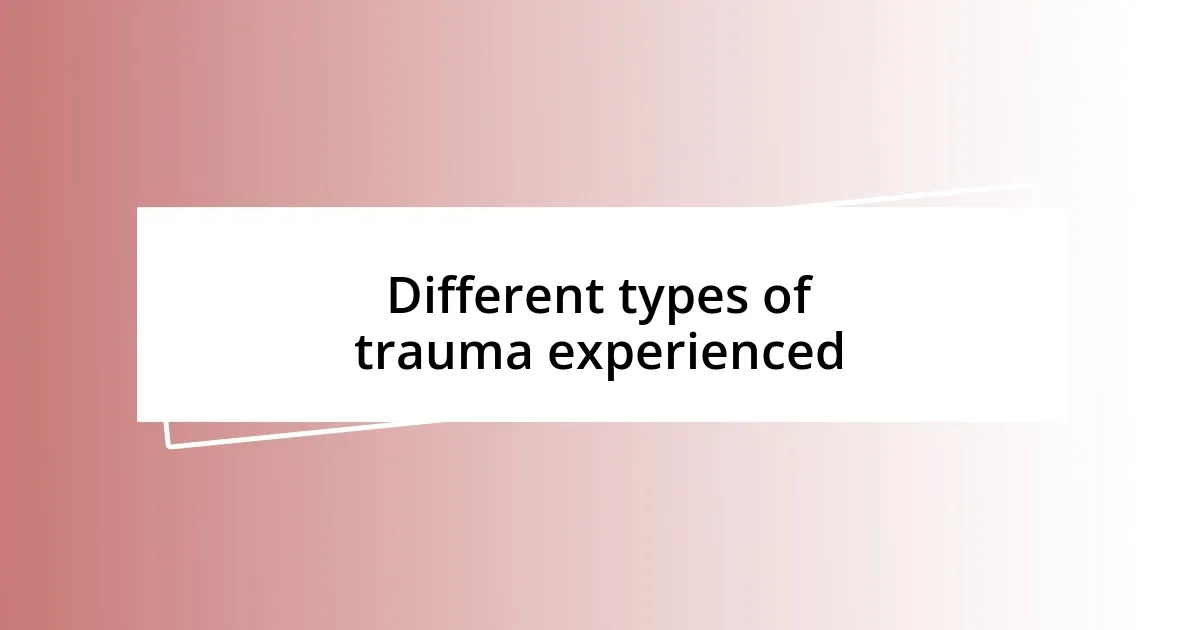 Different types of trauma experienced