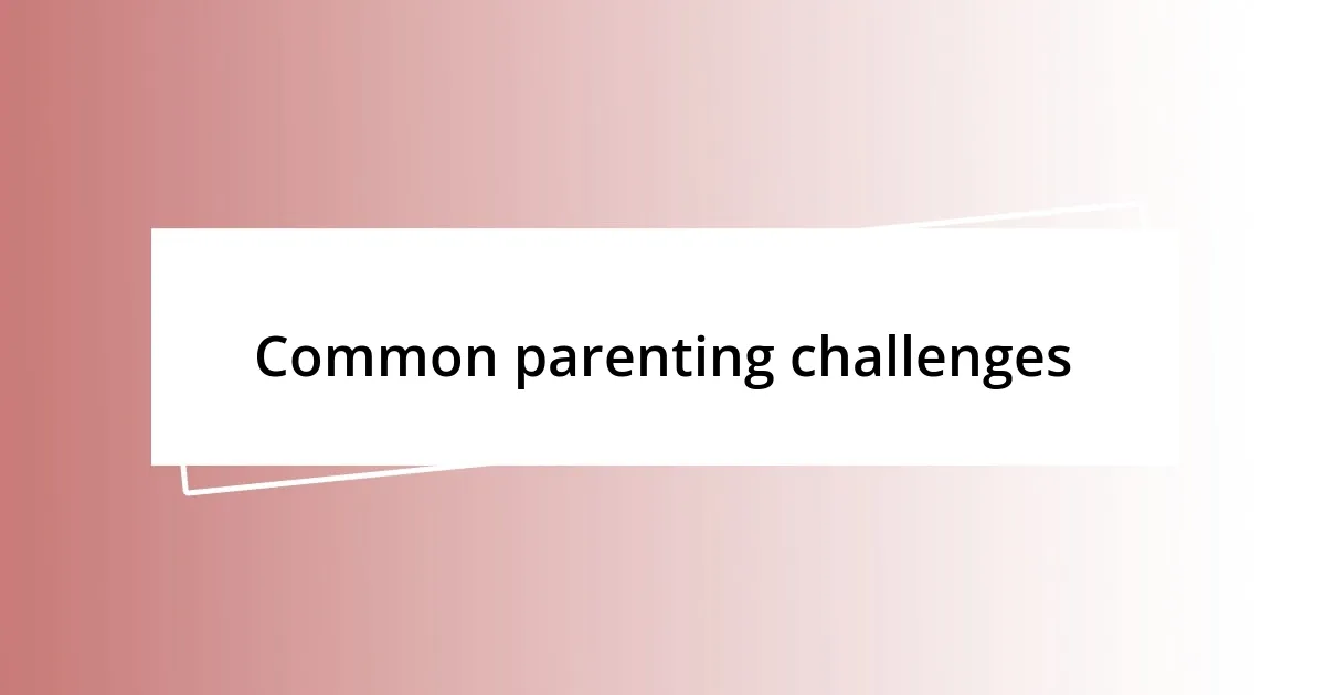 Common parenting challenges